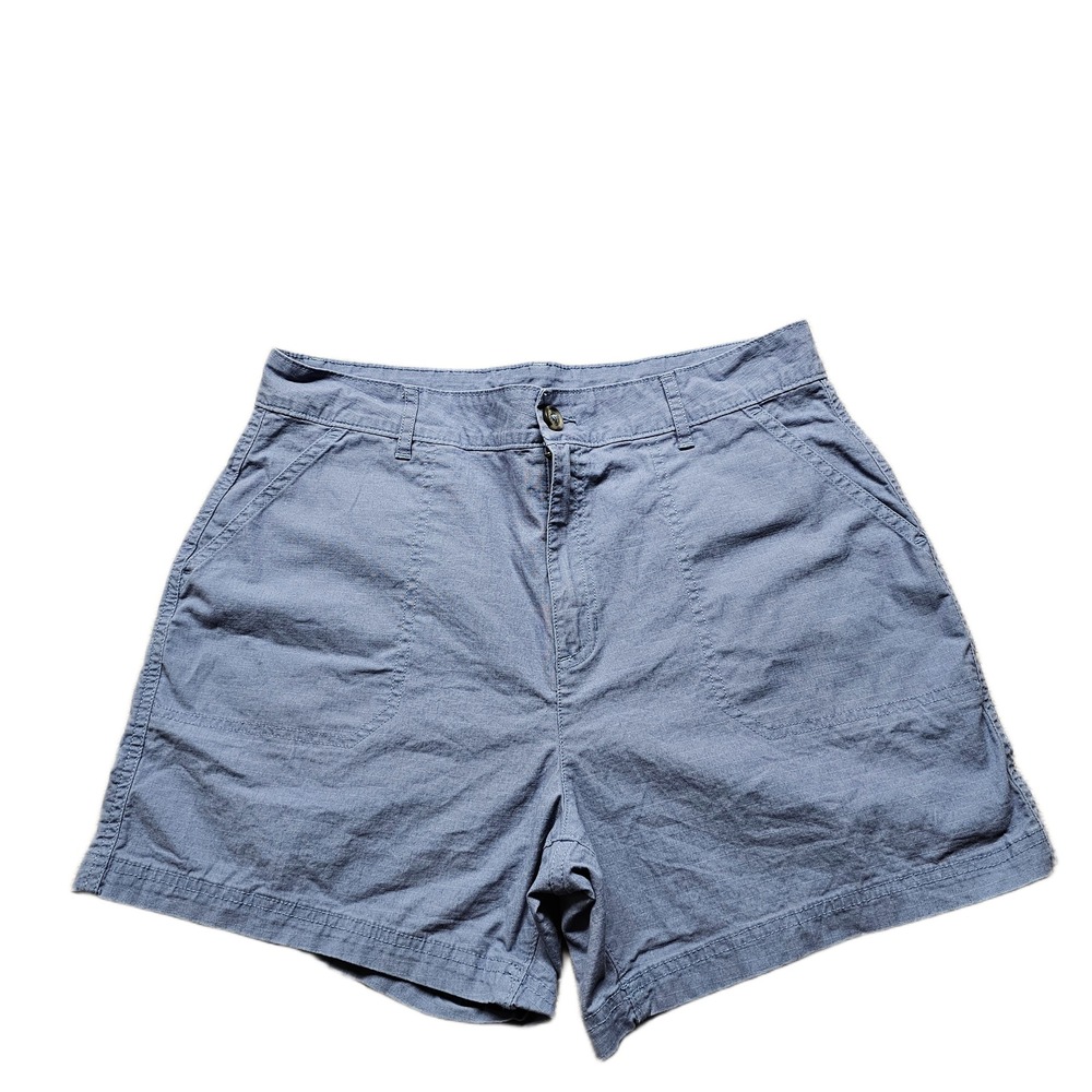 Eddie Bauer Shorts Womens Size 12 Blue Specialty Dyed Flat Front Hiking Outdoor